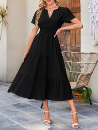 Damska Sukienka Midi z Bufiastymi Rękawami | Letnia Sukienka Casual