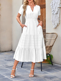 Damska Sukienka Midi z Bufiastymi Rękawami | Letnia Sukienka Casual