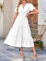 Damska Sukienka Midi z Bufiastymi Rękawami | Letnia Sukienka Casual