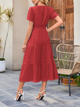 Damska Sukienka Midi z Bufiastymi Rękawami | Letnia Sukienka Casual