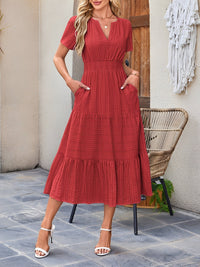 Damska Sukienka Midi z Bufiastymi Rękawami | Letnia Sukienka Casual