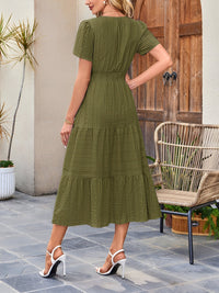 Damska Sukienka Midi z Bufiastymi Rękawami | Letnia Sukienka Casual