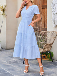 Damska Sukienka Midi z Bufiastymi Rękawami | Letnia Sukienka Casual