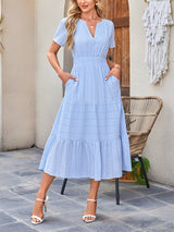 Damska Sukienka Midi z Bufiastymi Rękawami | Letnia Sukienka Casual