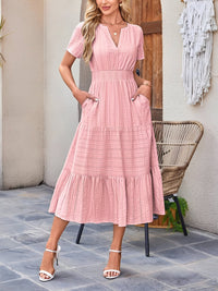 Damska Sukienka Midi z Bufiastymi Rękawami | Letnia Sukienka Casual