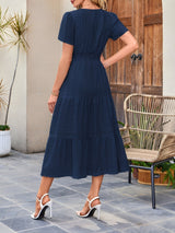 Damska Sukienka Midi z Bufiastymi Rękawami | Letnia Sukienka Casual