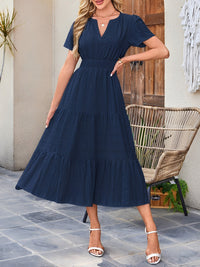 Damska Sukienka Midi z Bufiastymi Rękawami | Letnia Sukienka Casual