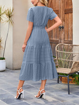 Damska Sukienka Midi z Bufiastymi Rękawami | Letnia Sukienka Casual