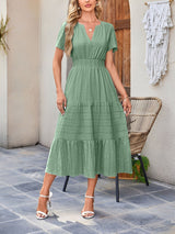 Damska Sukienka Midi z Bufiastymi Rękawami | Letnia Sukienka Casual