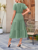 Damska Sukienka Midi z Bufiastymi Rękawami | Letnia Sukienka Casual