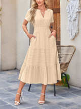 Damska Sukienka Midi z Bufiastymi Rękawami | Letnia Sukienka Casual