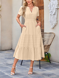 Damska Sukienka Midi z Bufiastymi Rękawami | Letnia Sukienka Casual