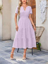 Damska Sukienka Midi z Bufiastymi Rękawami | Letnia Sukienka Casual