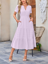 Damska Sukienka Midi z Bufiastymi Rękawami | Letnia Sukienka Casual