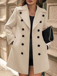 Płaszcz Damski Zimowy z Klapami i Guzikami | Elegancki Płaszcz