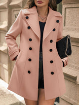 Płaszcz Damski Zimowy z Klapami i Guzikami | Elegancki Płaszcz