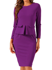 Elegancka Sukienka Ołówkowa z Baskinką | Sukienka Biuro–Elegancja