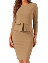 Elegancka Sukienka Ołówkowa z Baskinką | Sukienka Biuro–Elegancja