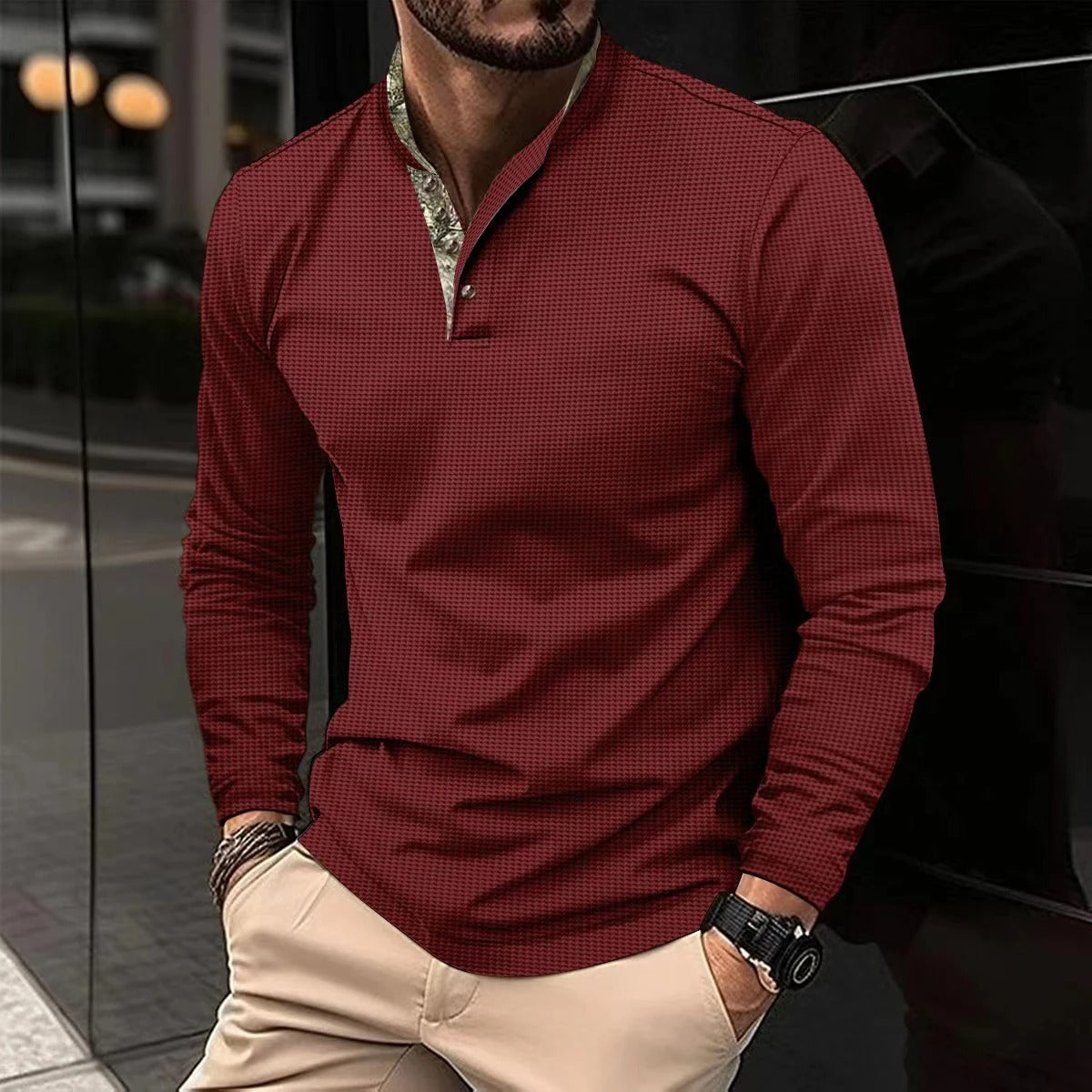 Męska Koszulka Polo z Długim Rękawem | Elegancki Styl | Uniwersalny Fason