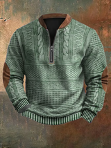 Sweter Męski z Półzamkiem | Klasyczny Sweter w Splot Warkoczowy na Zimę