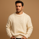 Męski sweter z okrągłym dekoltem o klasycznym kroju | Ciepły sweter na zimę