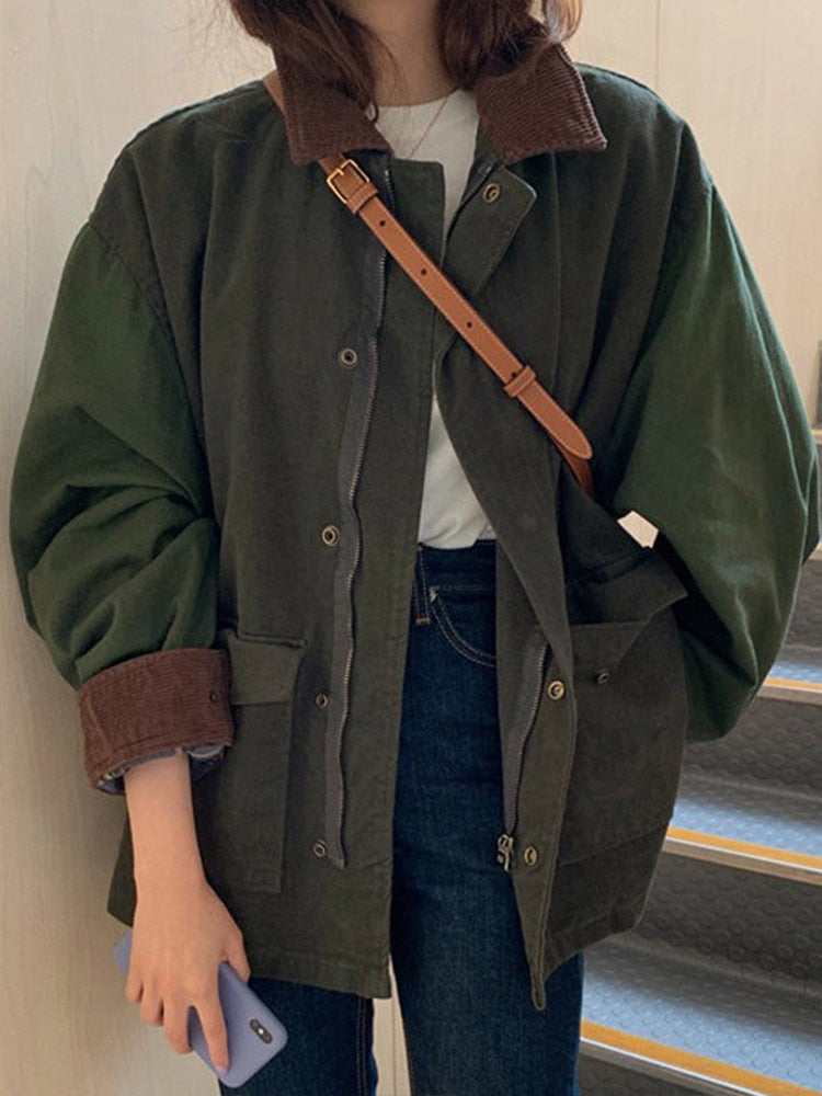 Kurtka Damska Oversize w Stylu Casual | Modna Kurtka Jesienna i Zimowa