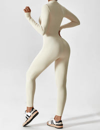 Damski Kombinezon z Długim Rękawem i Zamkiem | Sportowy Jednoczęściowy