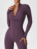 Damski Kombinezon z Długim Rękawem i Zamkiem | Sportowy Jednoczęściowy