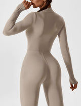 Damski Kombinezon z Długim Rękawem i Zamkiem | Sportowy Jednoczęściowy