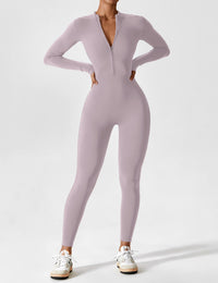 Damski Kombinezon z Długim Rękawem i Zamkiem | Sportowy Jednoczęściowy