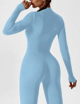 Damski Kombinezon z Długim Rękawem i Zamkiem | Sportowy Jednoczęściowy