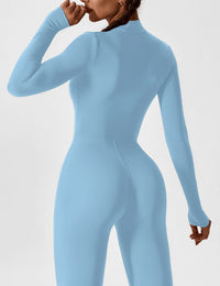 Damski Kombinezon z Długim Rękawem i Zamkiem | Sportowy Jednoczęściowy