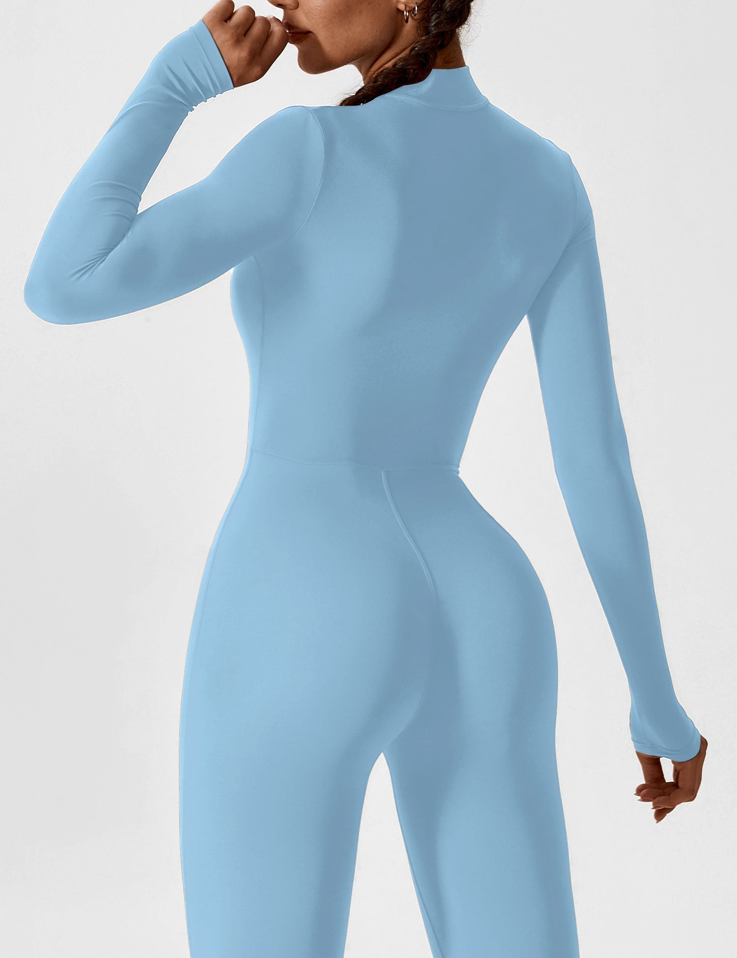 Damski Kombinezon z Długim Rękawem i Zamkiem | Sportowy Jednoczęściowy