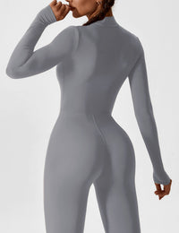 Damski Kombinezon z Długim Rękawem i Zamkiem | Sportowy Jednoczęściowy
