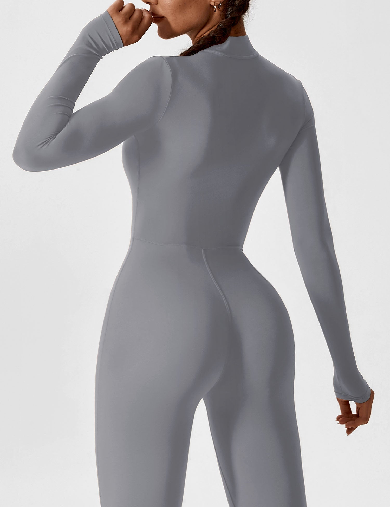 Damski Kombinezon z Długim Rękawem i Zamkiem | Sportowy Jednoczęściowy