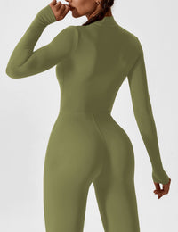 Damski Kombinezon z Długim Rękawem i Zamkiem | Sportowy Jednoczęściowy