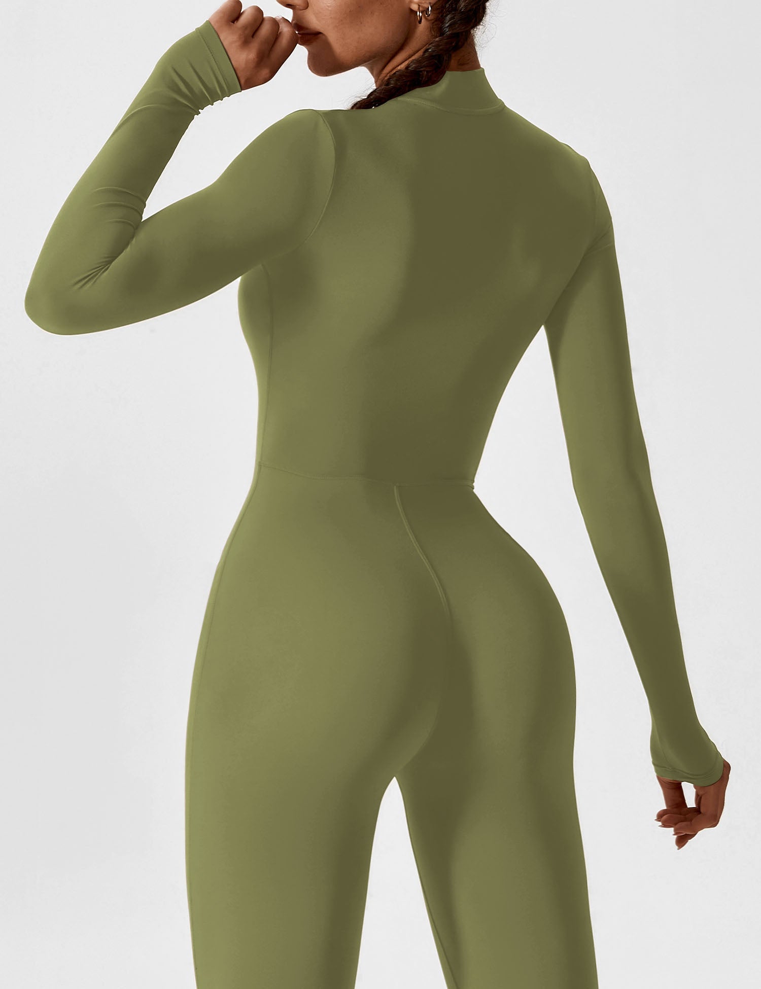 Damski Kombinezon z Długim Rękawem i Zamkiem | Sportowy Jednoczęściowy